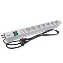 Bachmann 19 Zoll Steckdosenleiste Überspannungsschutz Mit Schalter 7-fach Alu