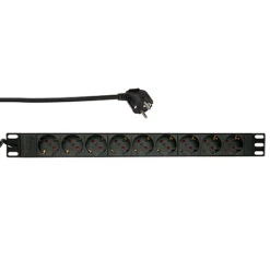 19 Zoll Steckdosenleiste 9-fach Alu Schwarz Für Netzwerkschrank