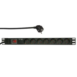 19 Zoll Steckdosenleiste Überspannungsschutz 7-fach Mit Schalter Alu Schwarz