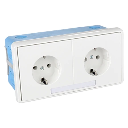 Brüstungskanal Komplettsteckdose 2-fach Alpinweiß 3 Brüstungskanal Komplettsteckdose 2-fach Alpinweiß