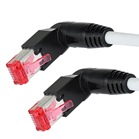 Cat.6a Patchkabel 90° Abgewinkelt LAN Kabel S-FTP/PIMF Grau 3 Cat.6a Patchkabel 90° Abgewinkelt LAN Kabel S-FTP/PIMF Grau