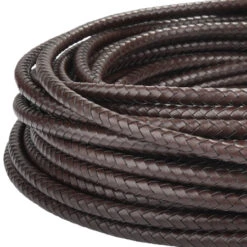 Edles Textilkabel Aus Geflochtenem Leder Braun