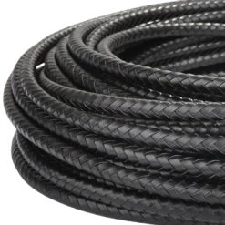 Edles Textilkabel Aus Geflochtenem Leder Schwarz