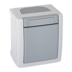 Kreuzschalter Aufputz Feuchtraum IP54 Grau