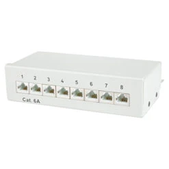 Mini Patchfeld 8-Port Cat.6a Lichtgrau