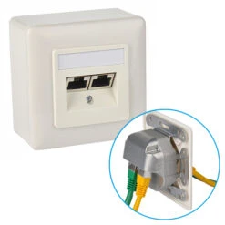 Netzwerkdose Cat.5e Patch-Patch 2xRJ45 Aufputz Weiß