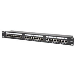 Patchpanel / Patchfeld 24-Port Cat.6 Schwarz Rackeinbau