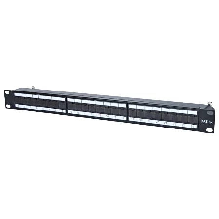 Profi Cat.6a Patchpanel 24-Port Schwarz Rackeinbau 3 Profi Cat.6a Patchpanel 24-Port Schwarz Rackeinbau