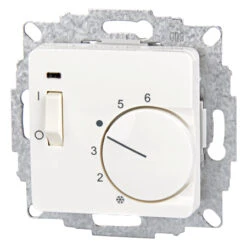 Raumthermostat UP Mit Schalter 50x50 Reinweiß Glänzend