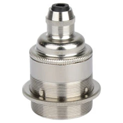 Retro Lampenfassung E27 Metall Silber Mit Klemmnippel