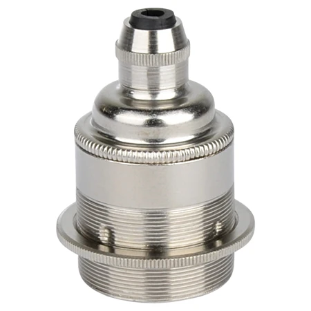 Retro Lampenfassung E27 Metall Silber Mit Klemmnippel 3 Retro Lampenfassung E27 Metall Silber Mit Klemmnippel