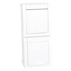 Schalter Steckdose Kombination Aufputz Feuchtraum IP54 Weiß