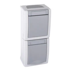 Schalter Steckdose Kombination Aufputz Feuchtraum IP54 Grau