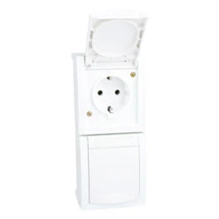 Steckdose 2-fach Senkrecht Aufputz Feuchtraum IP54 Weiß