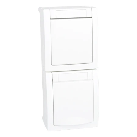 Steckdose 2-fach Senkrecht Aufputz Feuchtraum IP54 Weiß 4 Steckdose 2-fach Senkrecht Aufputz Feuchtraum IP54 Weiß – Bild 2