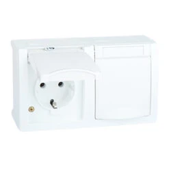 Steckdose 2-fach Waagerecht Aufputz Feuchtraum IP54 Weiß