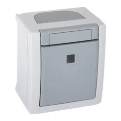 Taster Beleuchtet Aufputz Feuchtraum IP54 Grau