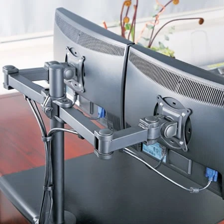 TECHly Monitor Tischhalterung Für 2 TV Bildschirme 13-27 Zoll Nebeneinander 5 TECHly Monitor Tischhalterung Für 2 TV Bildschirme 13-27 Zoll Nebeneinander – Bild 3